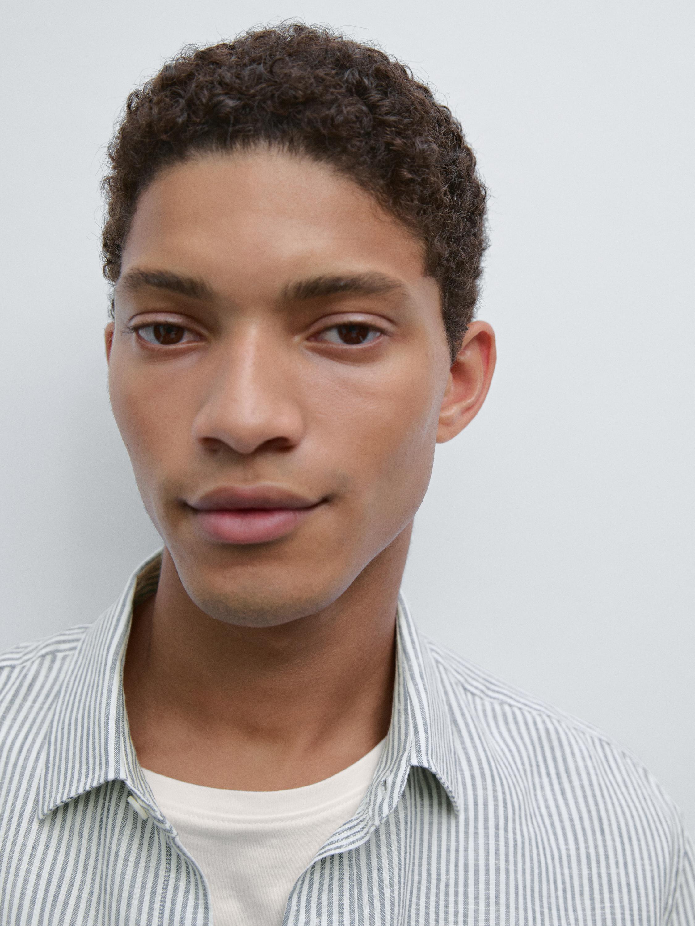 Regular fit striped linen shirt